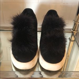 Steve Madden platform pom pom sneakers.